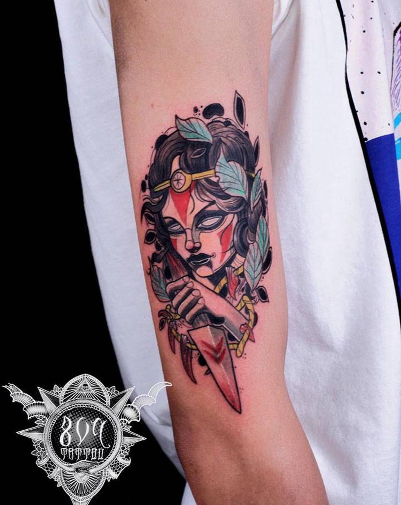 Newschool 幽灵公主纹身图片_手臂New School纹身图案