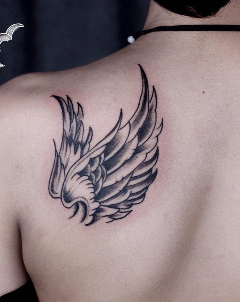 客人自带图 天使之翼纹身图片_肩部纹身图案