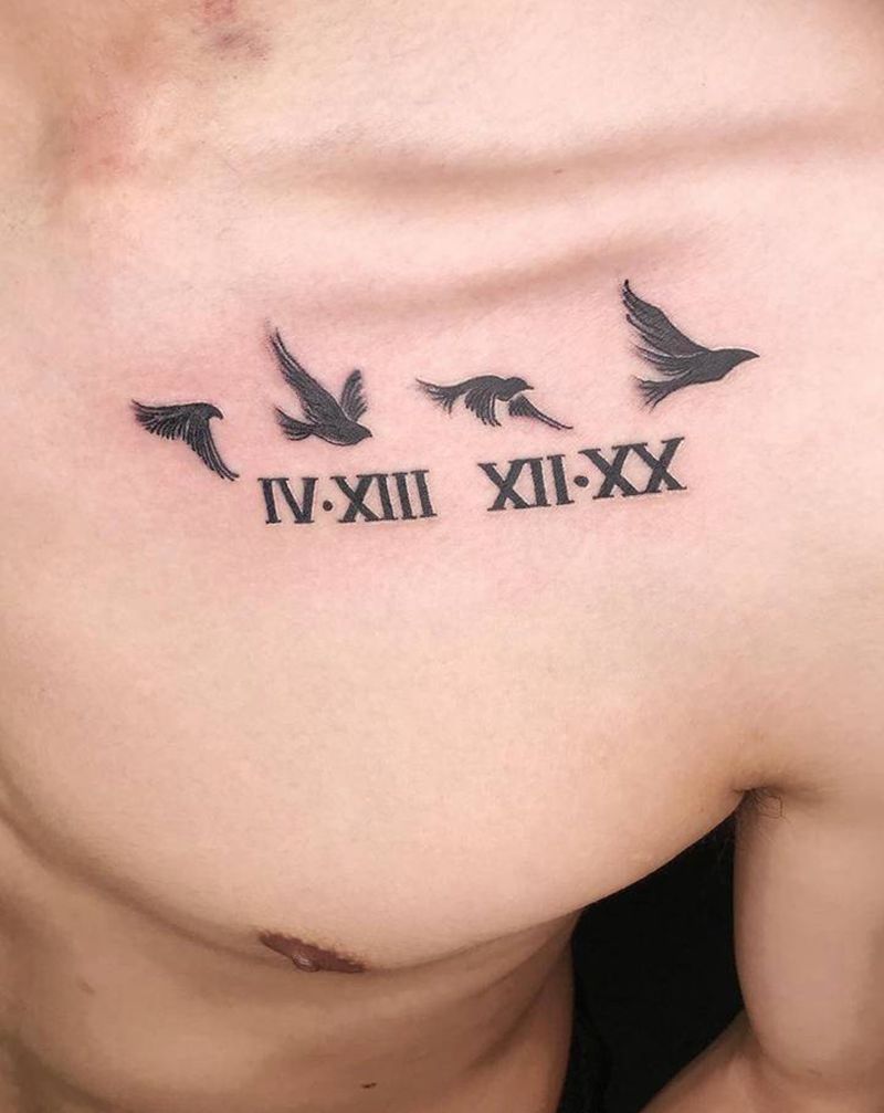 小清新纹身图片_胸部图腾纹身图案