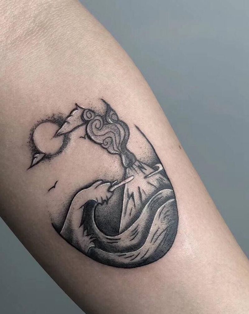 小清新纹身图片_手部手臂点刺水墨小清新纹身图案