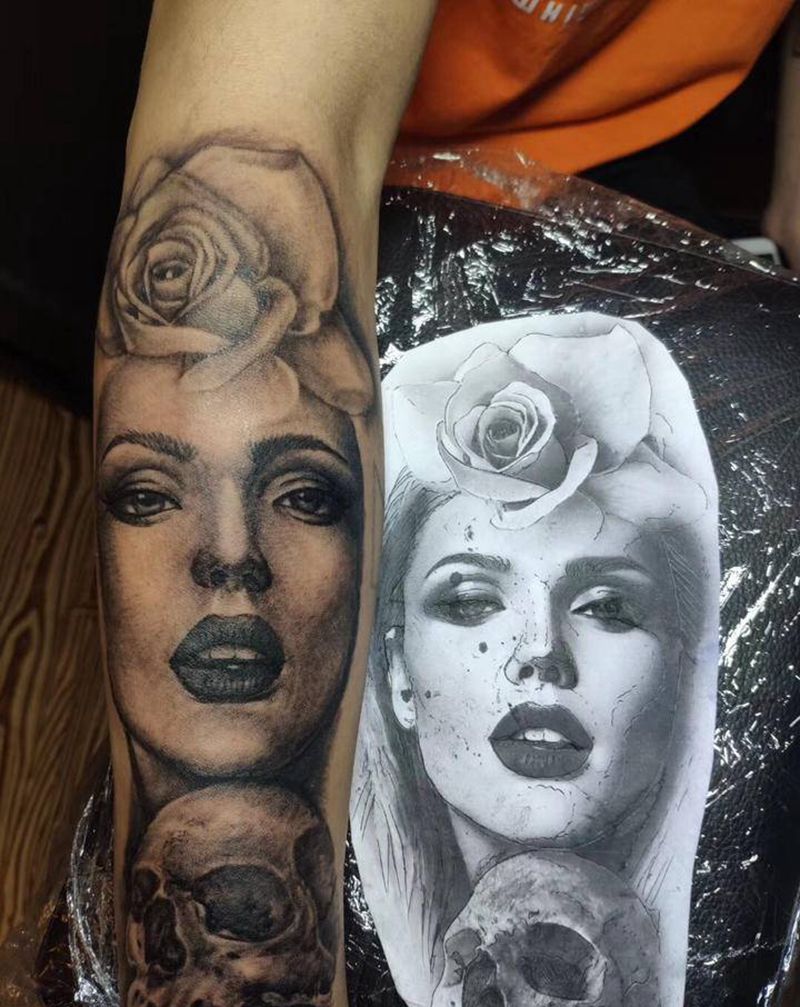 写实肖像纹身图片_手臂欧美写实肖像纹身图案