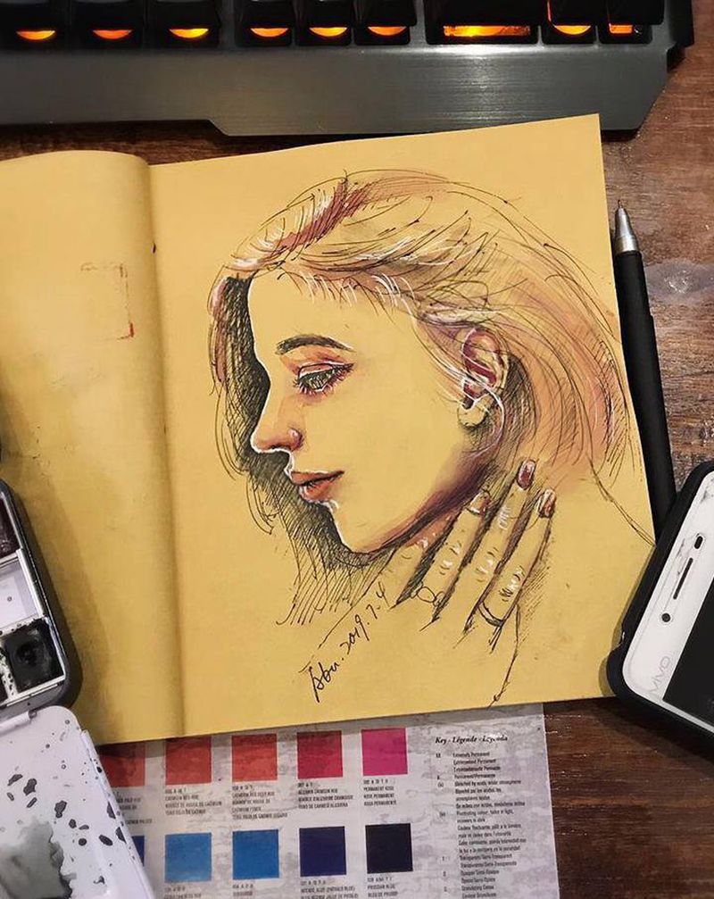 手稿纹身图片_水彩纹身图案