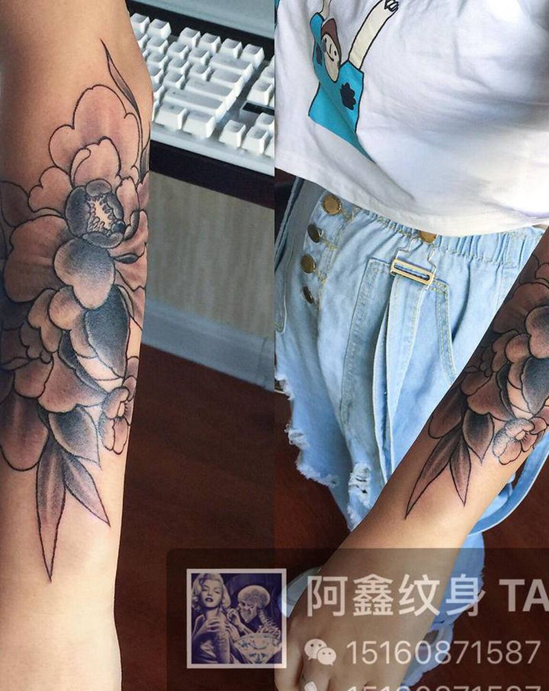 素花纹身图片_手臂纹身图案