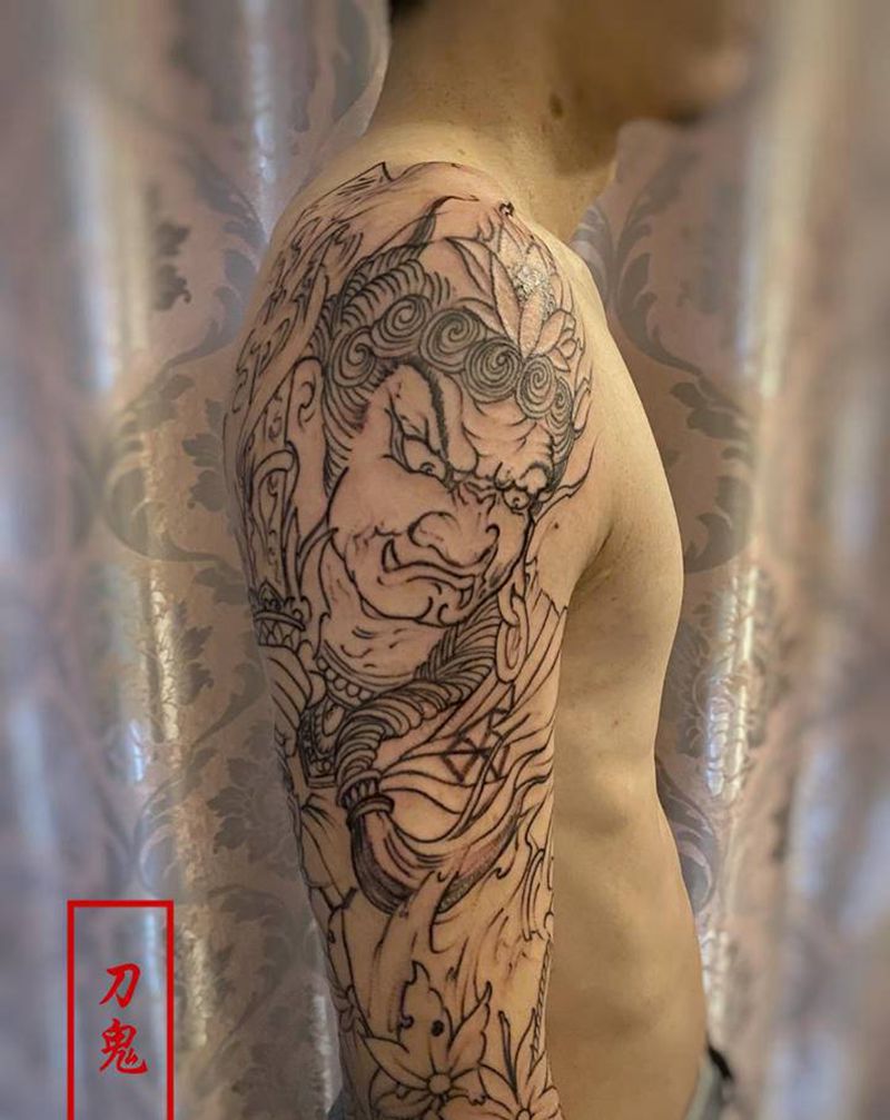 不动明王纹身图片_手臂新传统纹身图案