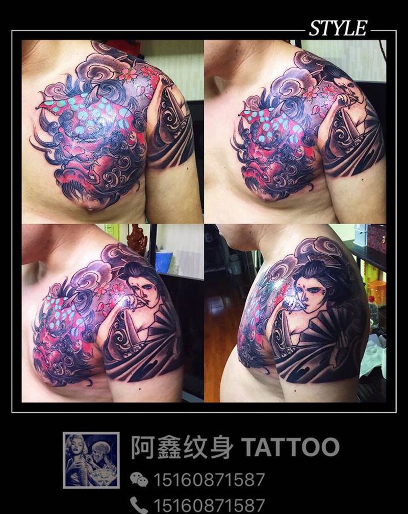 半胛纹身图片_手臂胸部纹身图案