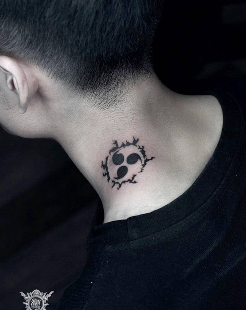 火影 禁术咒印纹身图片_颈部纹身图案