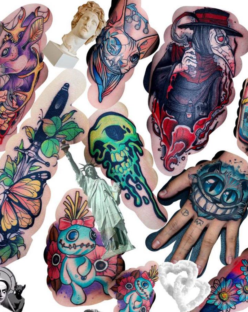 一个小作品集纹身图片_New School纹身图案