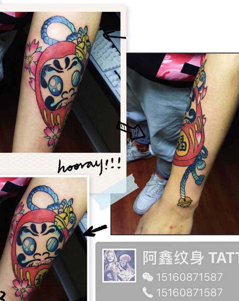 达摩蛋纹身图片_手臂纹身图案