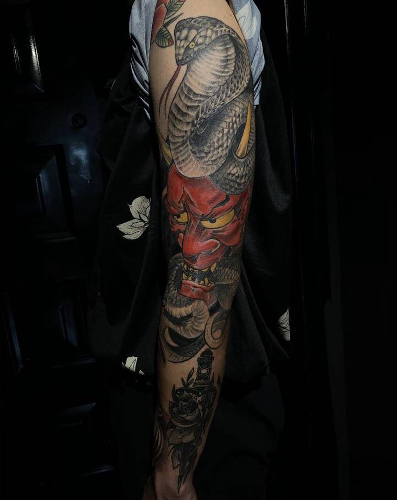 花臂纹身图片_手部手臂欧美写实新传统纹身图案