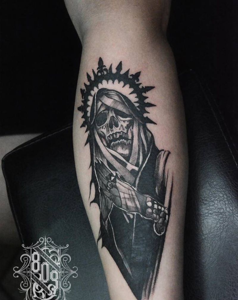 暗黑风格遮盖失败增生图案纹身图片_手臂欧美写实纹身图案