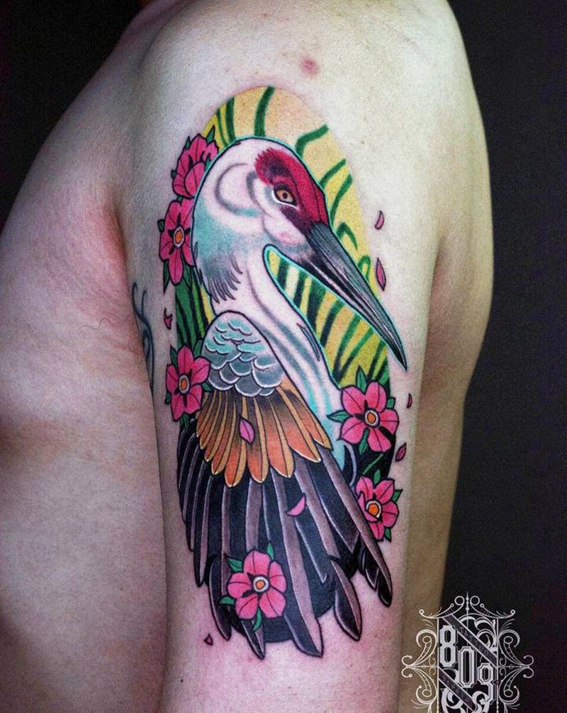 newschool鹤纹身图片_手臂New School纹身图案