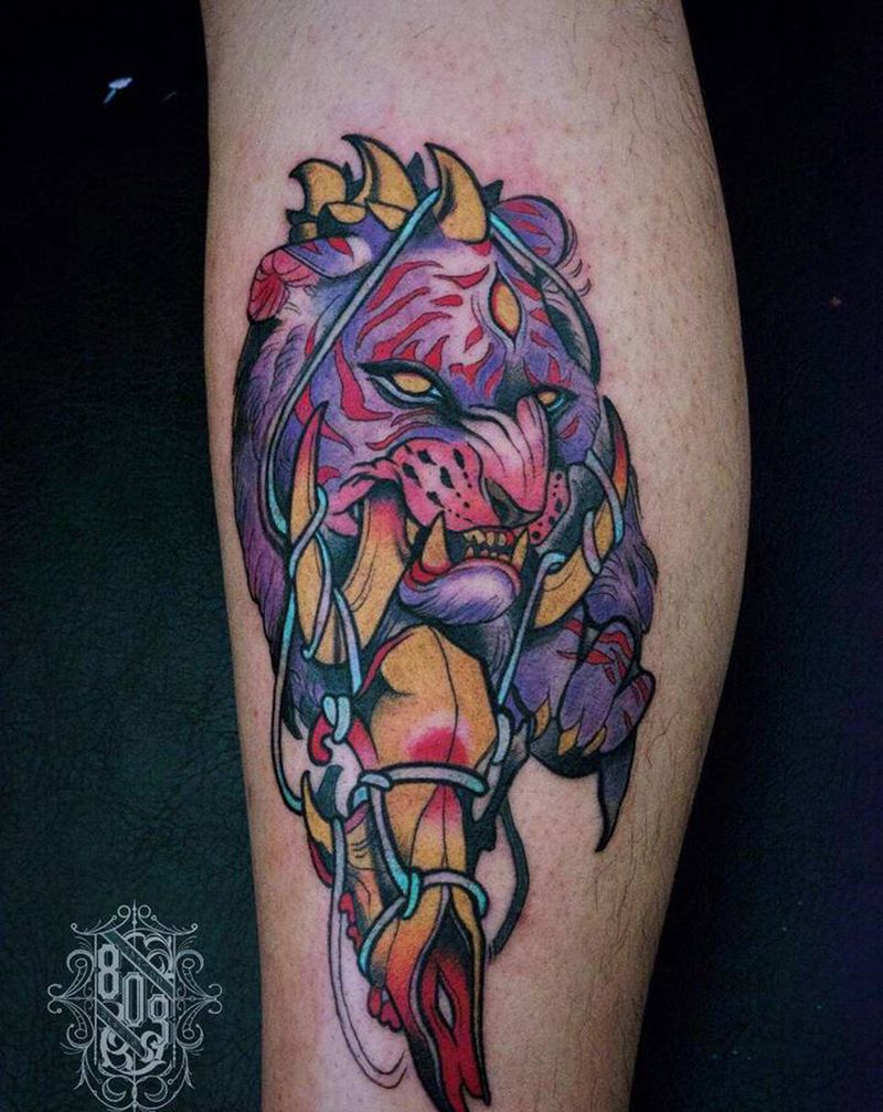 Newschool纹身图片_腿部New School纹身图案