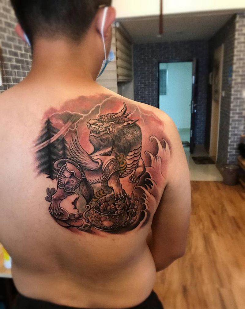 貔貅纹身图片_新传统纹身图案