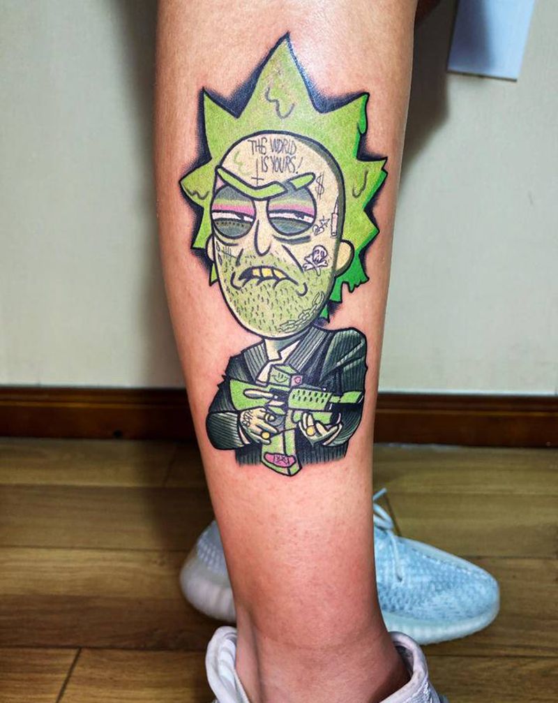 Newschool Rick纹身图片_腿部New School纹身图案