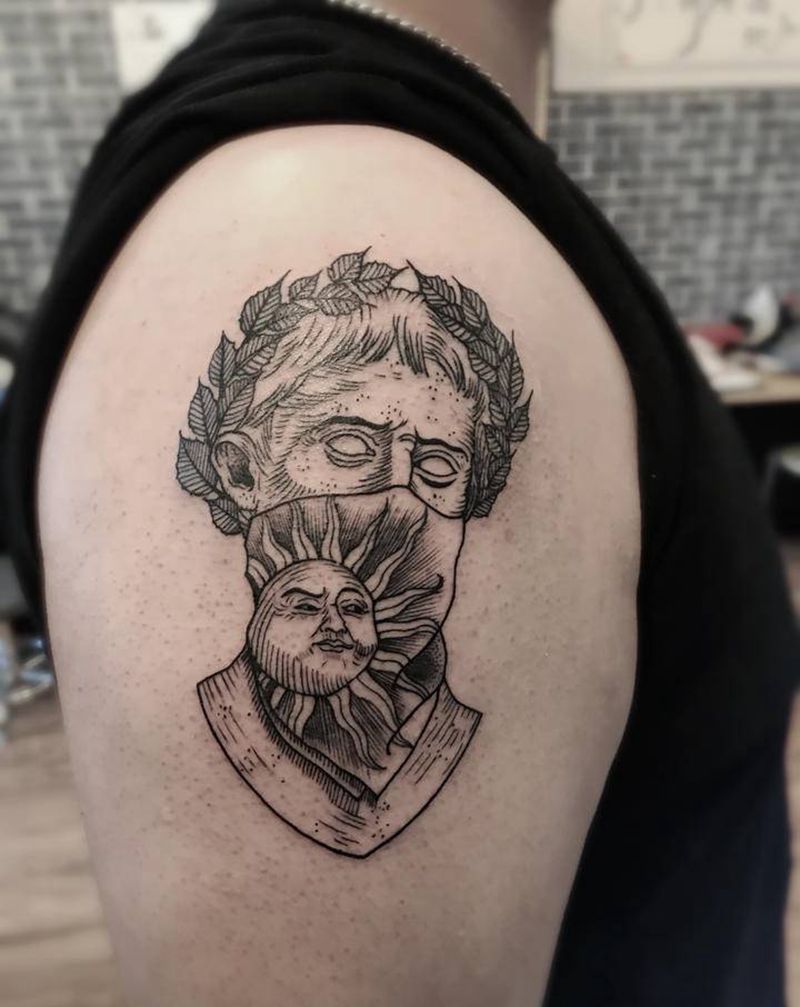 123纹身图片_肩部纹身图案