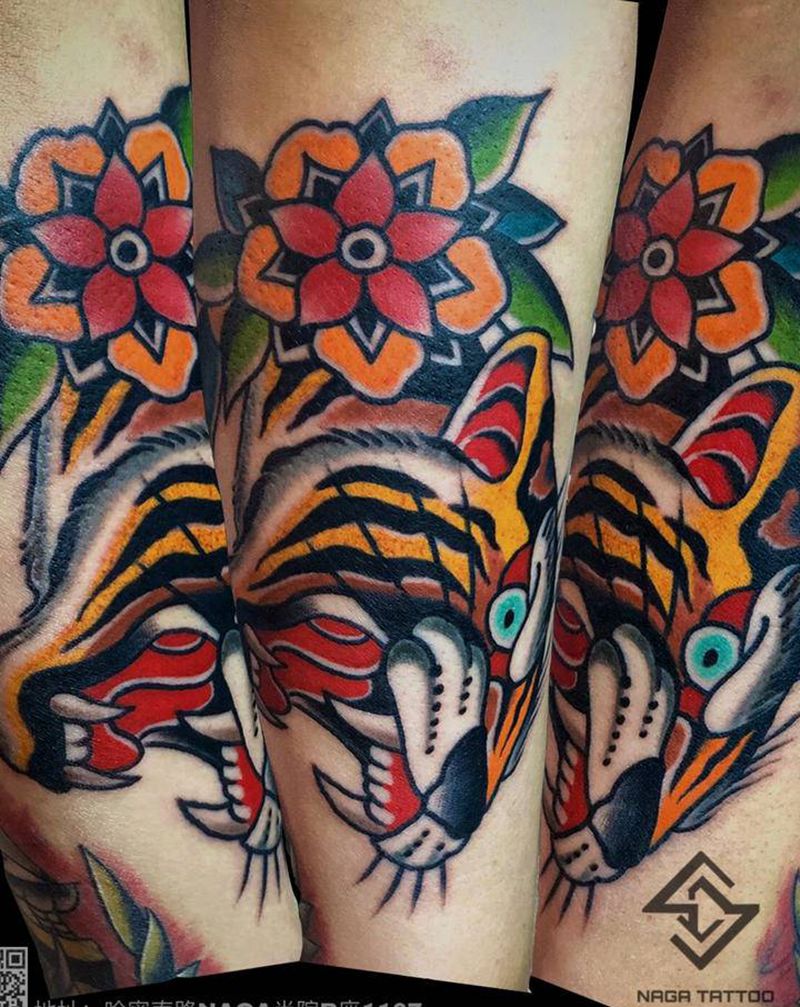 oldschool小臂拼接纹身图片_手臂Old School纹身图案