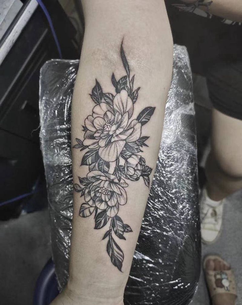 素花纹身图片_手臂纹身图案