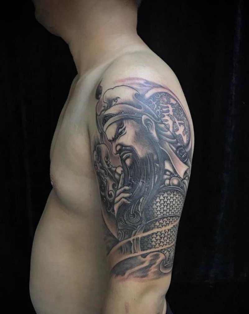 关公纹身图片_新传统纹身图案