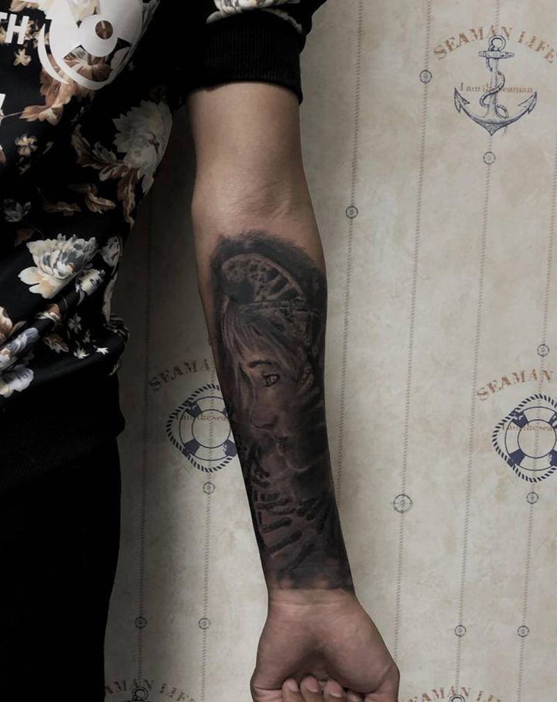 欧美系纹身图片_手臂欧美写实纹身图案