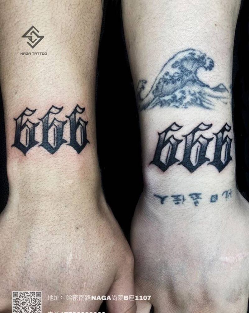 奇卡诺数字纹身图片_手臂花体字纹身图案