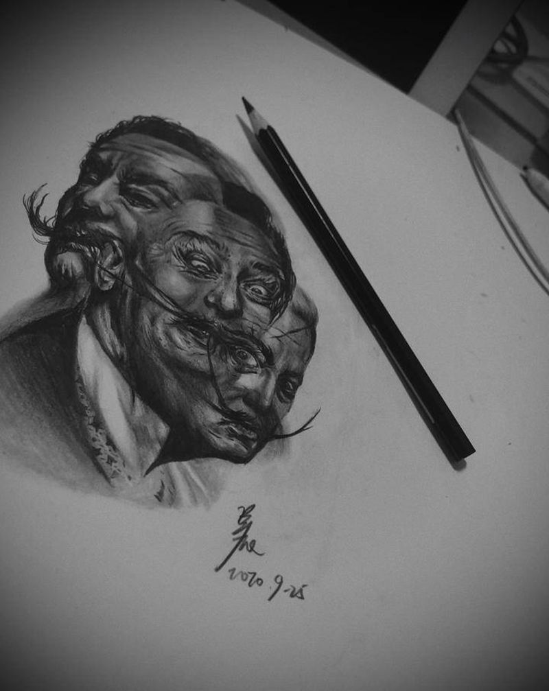 肖像手稿纹身图片_手臂欧美写实肖像写实幻影纹身图案