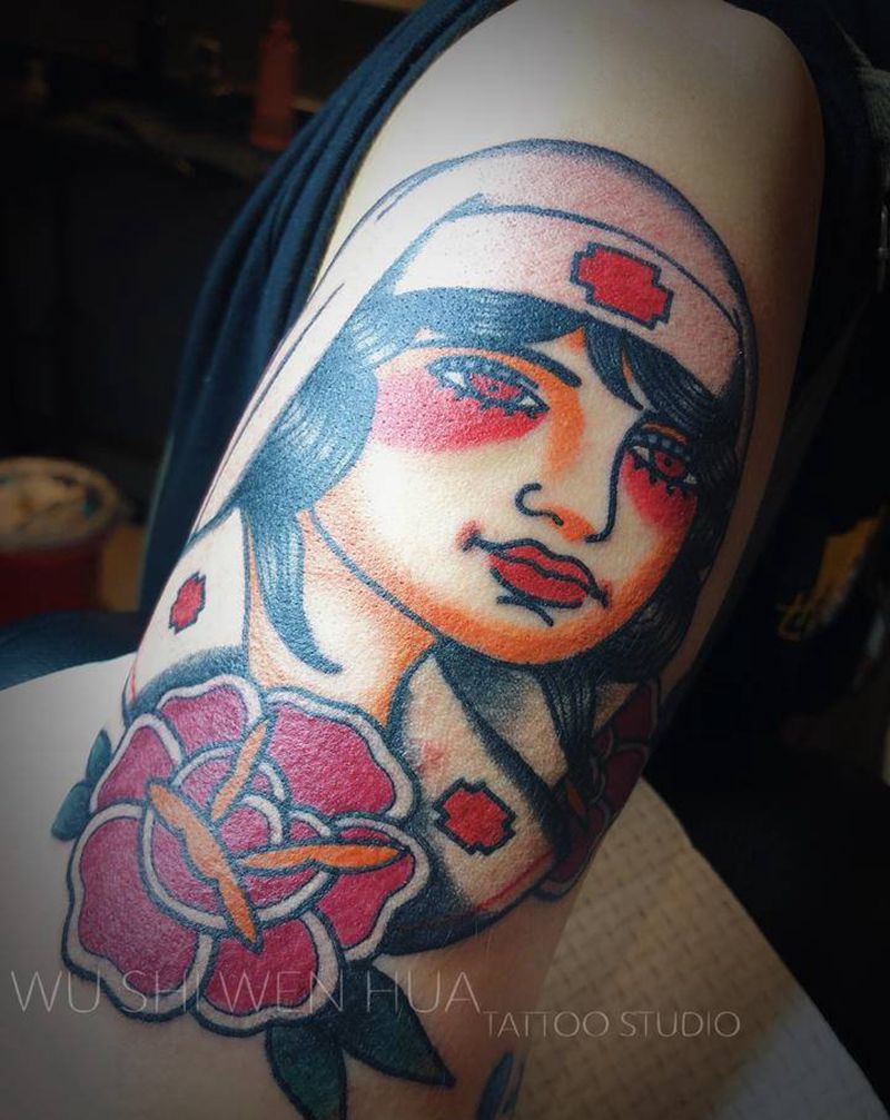 修女、护士纹身图片_手臂腿部Old SchoolNew School纹身图案