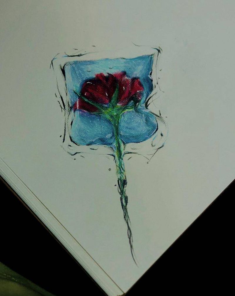 原创玫瑰手稿纹身图片_手臂水彩欧美写实玫瑰手稿纹身图案