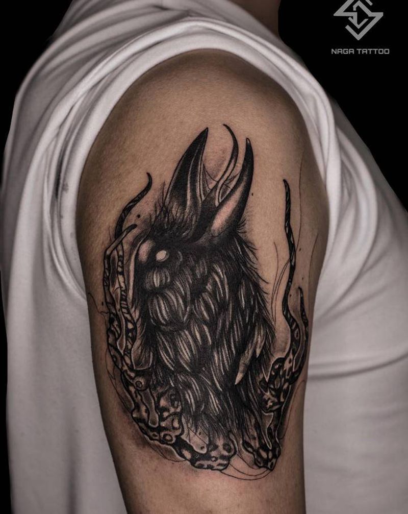 暗黑风格乌鸦纹身图片_手臂欧美写实纹身图案