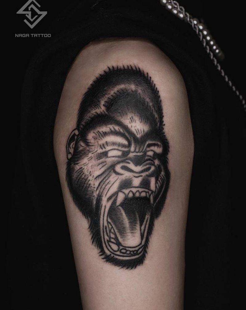 黑灰oldschool拼接纹身图片_手臂Old School纹身图案