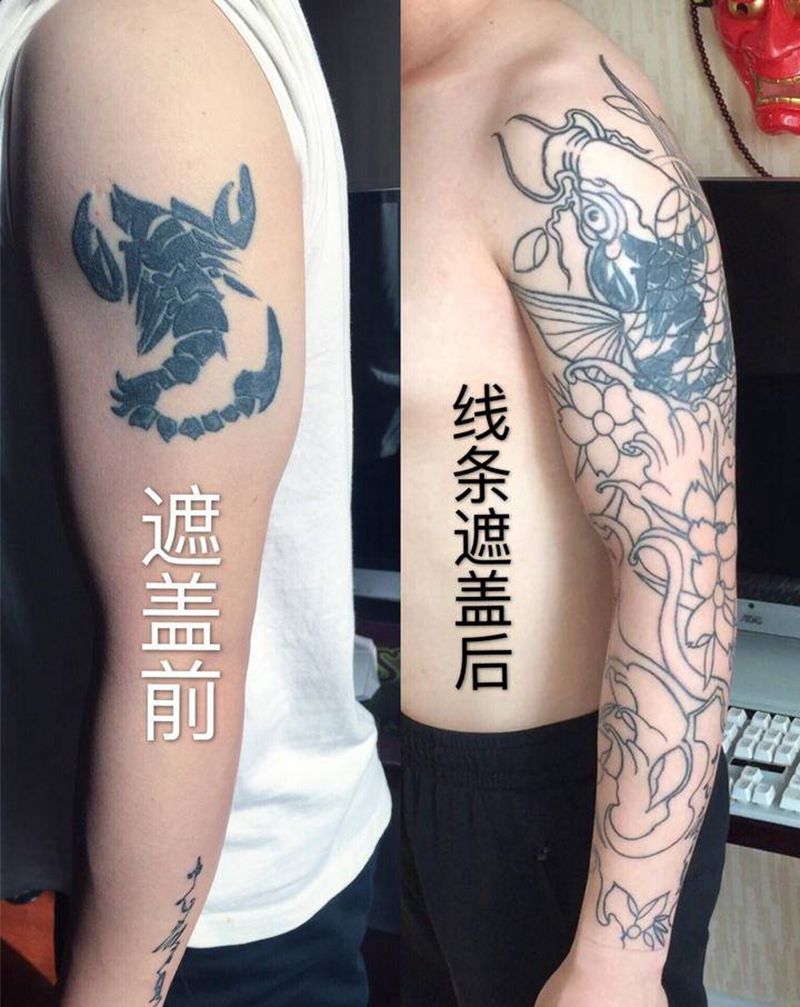 花臂遮盖纹身图片_手臂纹身图案