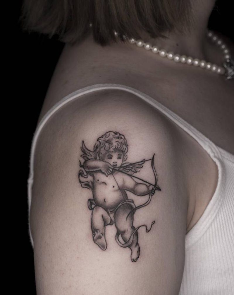 丘比特纹身图片_手臂纹身图案