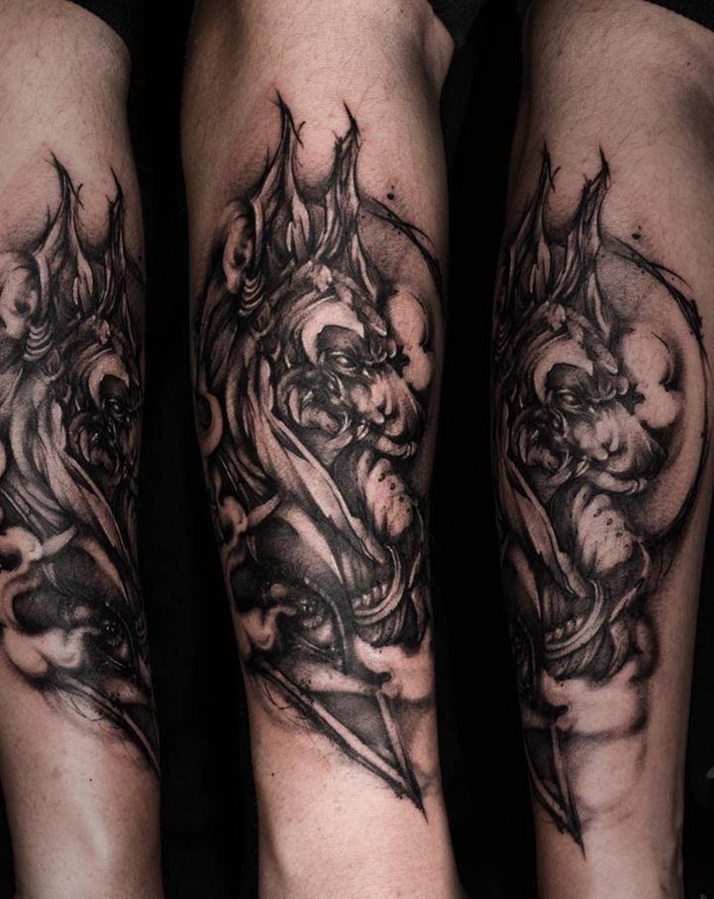 原创阿努比斯纹身图片_手臂New School欧美写实纹身图案