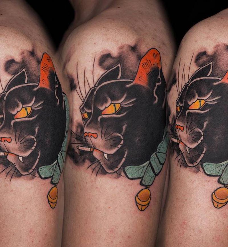 newschool黑猫纹身图片_手臂New School纹身图案