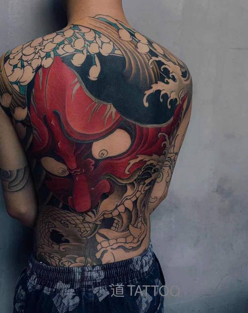 半成品纹身图片_背部腰部新传统老传统纹身图案
