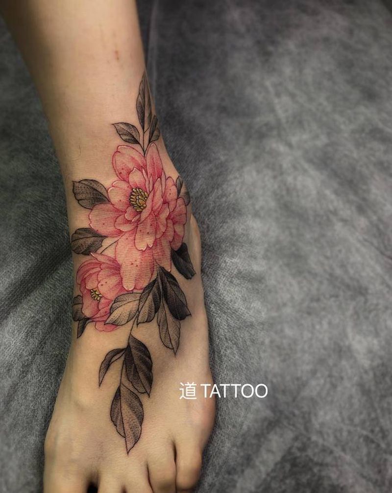 小图一枚纹身图片_腿部脚部水墨水彩纹身图案