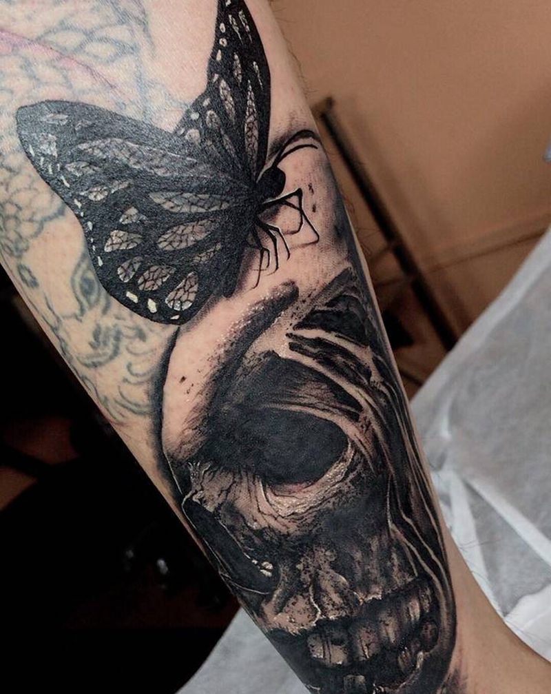 遮盖未完成…纹身图片_腿部欧美写实纹身图案