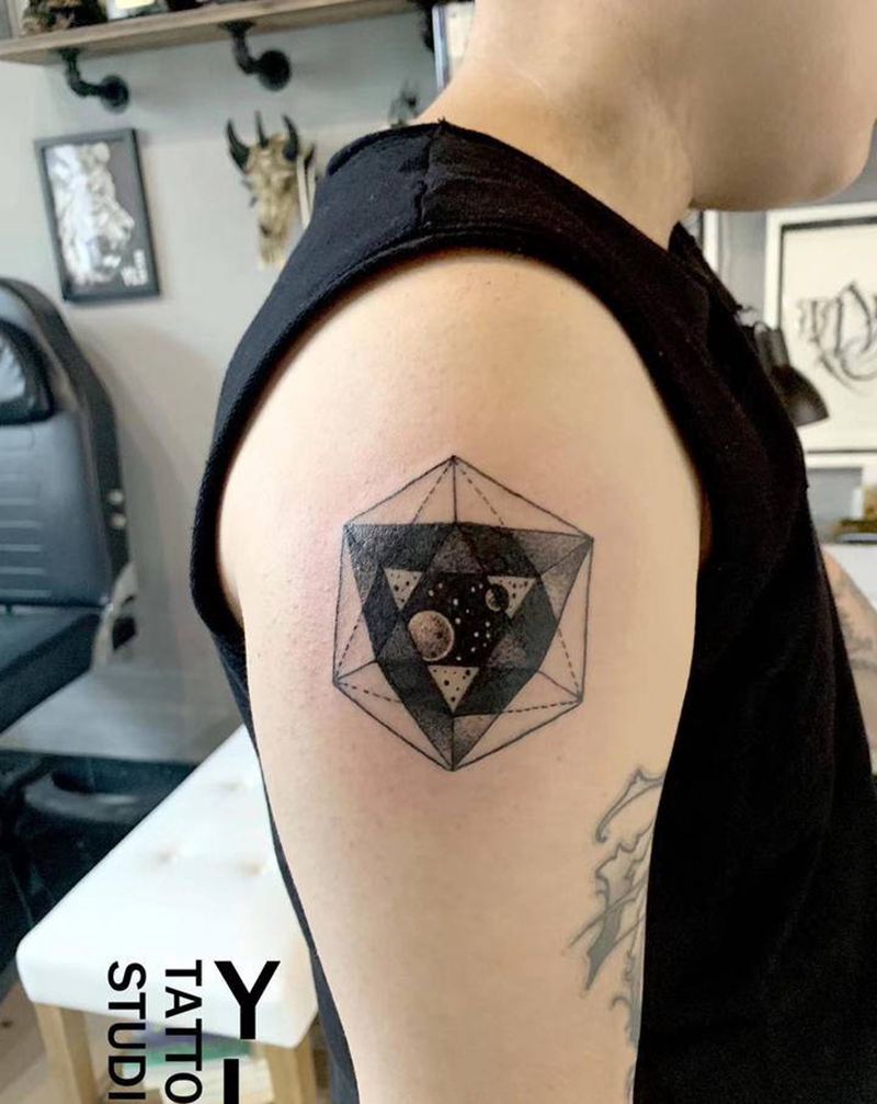 几何星空纹身图片_几何纹身图案