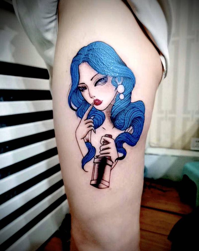 美女纹身图片_腿部纹身图案