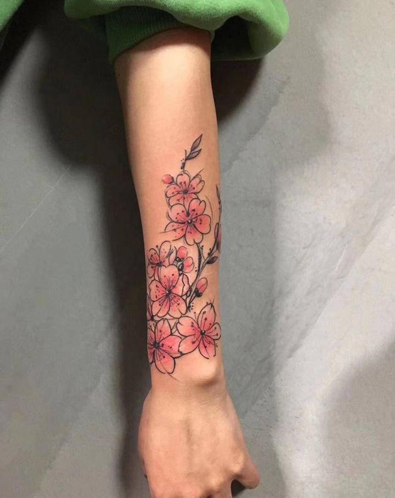 遮盖纹身图片_手臂水彩点刺纹身图案