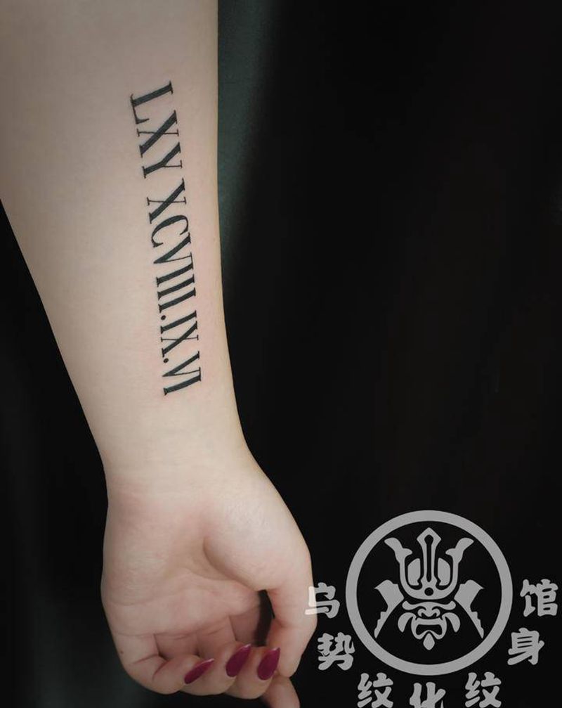 罗马数字纹身图片_手臂图腾纹身图案