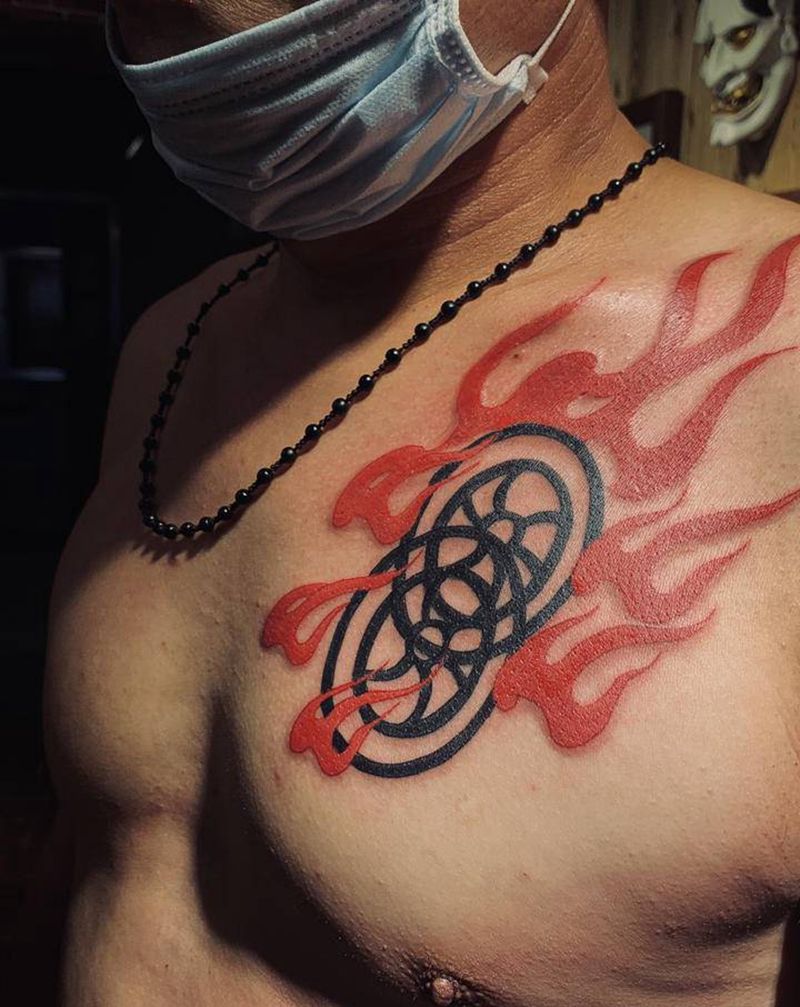 火纹身图片_胸部纹身图案