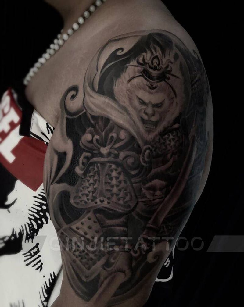 大圣纹身图片_手臂欧美写实纹身图案