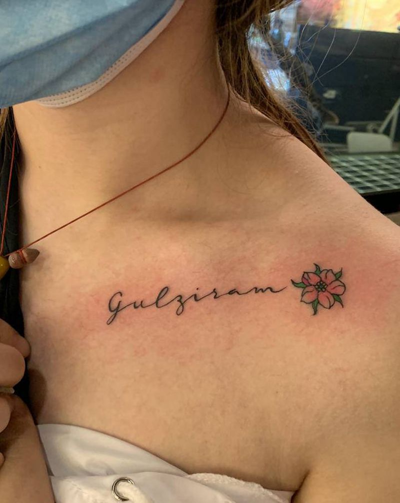 锁骨花纹身图片_肩部纹身图案