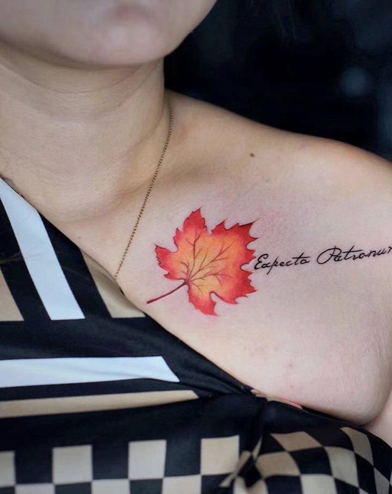 小添加纹身图片_胸部水彩纹身图案