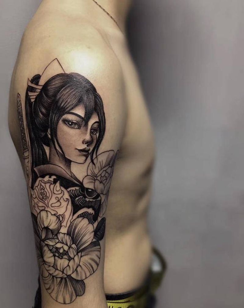 艺伎纹身图片_手臂纹身图案