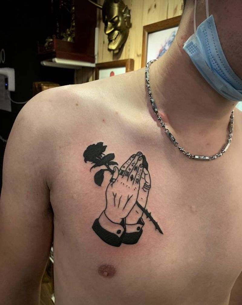 玫瑰纹身图片_肩部纹身图案