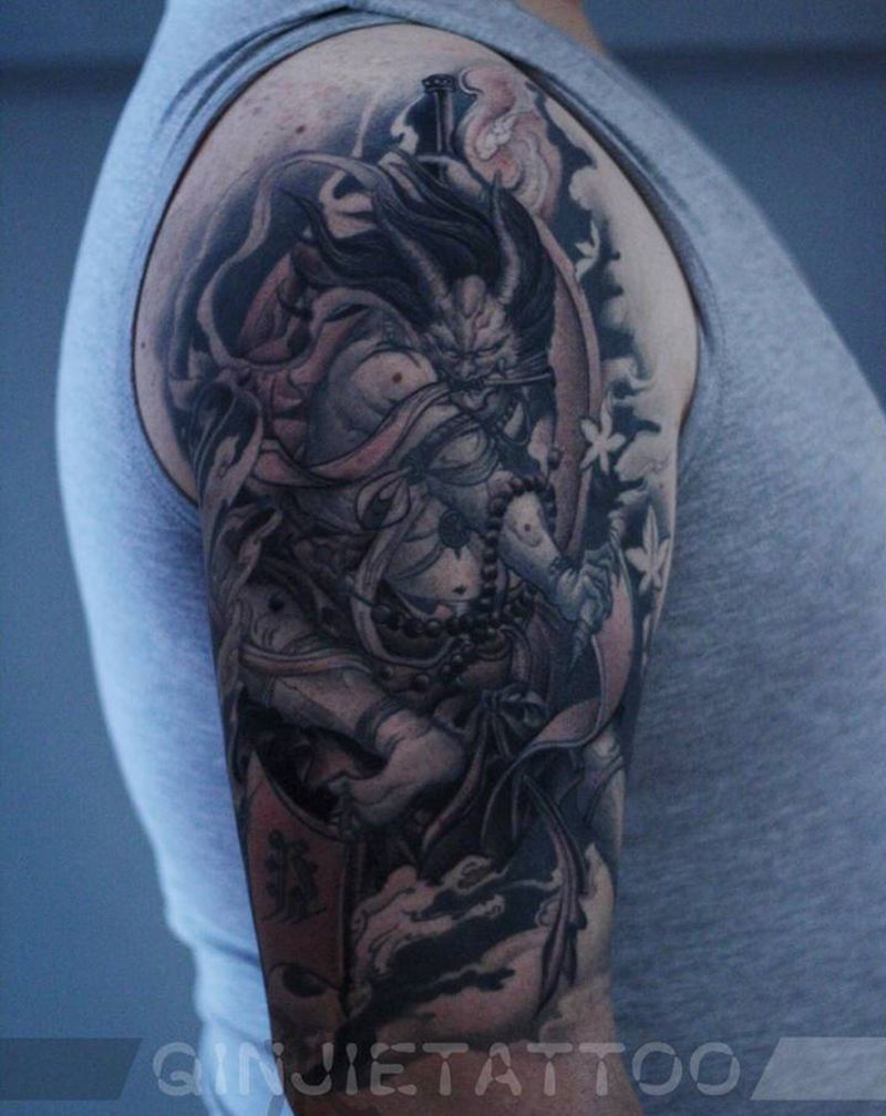 夜叉纹身图片_手臂新传统夜叉纹身图案