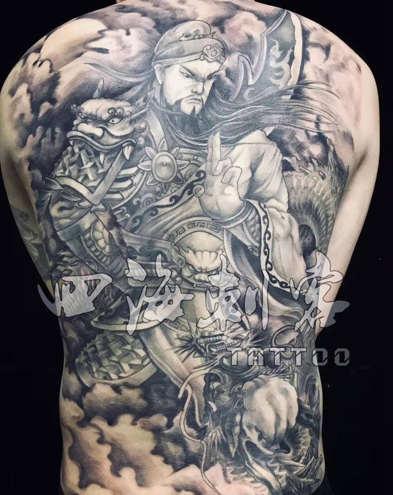 满背纹身图片_背部新传统纹身图案