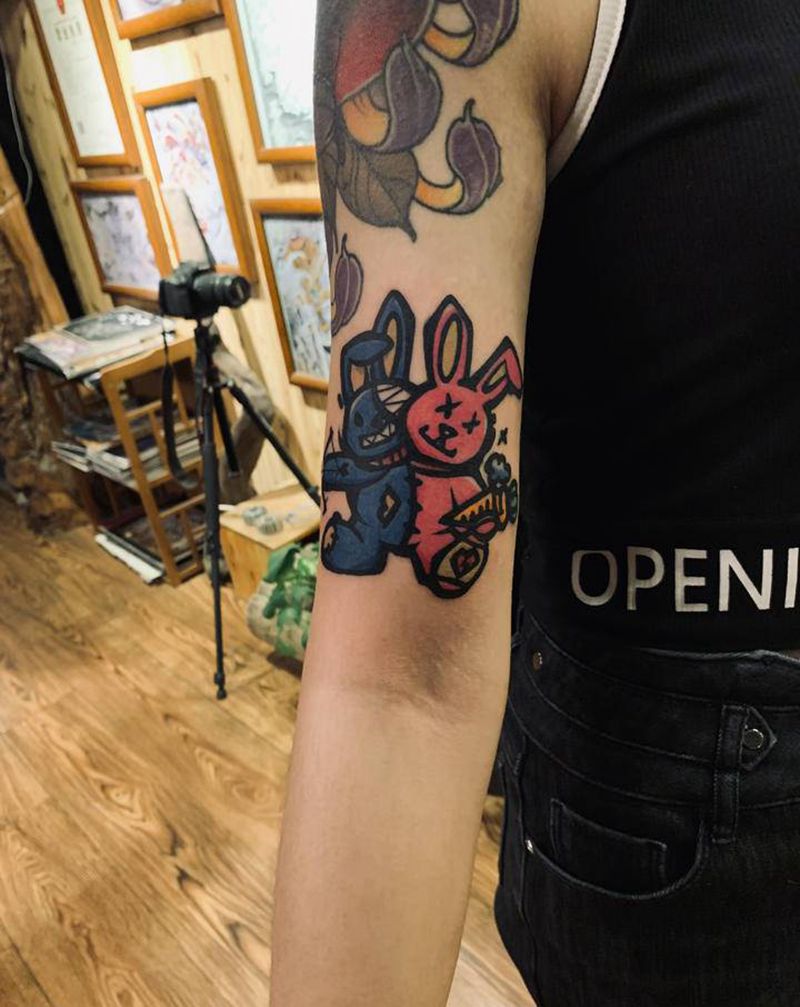 兔子纹身图片_手臂纹身图案
