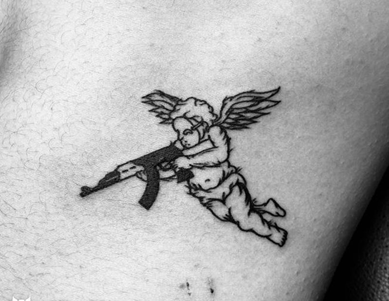 丘比特纹身图片_Old School纹身图案
